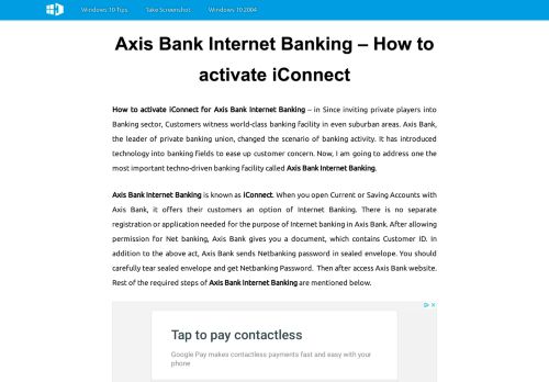 
                            11. Axis Bank Internet Banking - How to activate iConnect - Howtoconnect