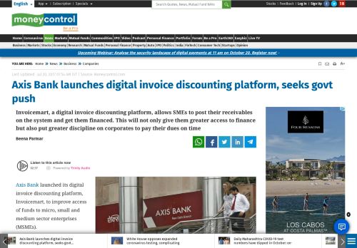 
                            8. Axis Bank launches digital invoice discounting platform, seeks govt ...