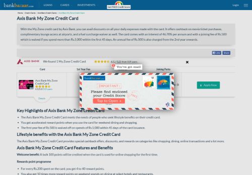 
                            6. Axis Bank My Zone Credit Card - BankBazaar