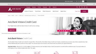 
                            2. Axis Bank Vistara Credit Card - Apply for Credit Card Online at Axis Bank