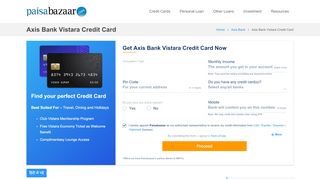 
                            7. Axis Bank Vistara Credit Card, Apply Online at Paisabazaar