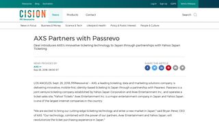 
                            12. AXS Partners with Passrevo - PR Newswire