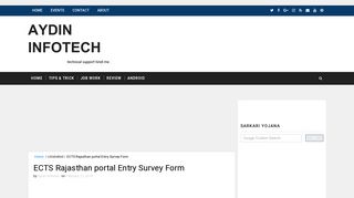 
                            2. Aydin Infotech: ECTS Rajasthan portal Entry Survey Form