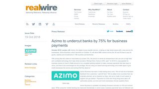 
                            12. Azimo to undercut banks by 75% for business payments - RealWire