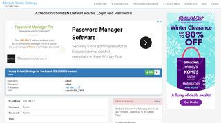 
                            6. Aztech DSL5008EN Default Router Login and Password - Clean CSS