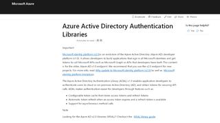 
                            3. Azure Active Directory-Authentifizierungsbibliotheken | Microsoft Docs