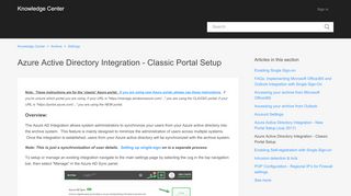 
                            7. Azure Active Directory Integration - Classic Portal Setup – Knowledge ...