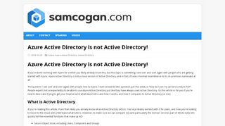 
                            7. Azure Active Directory is not Active Directory! - samcogan.com