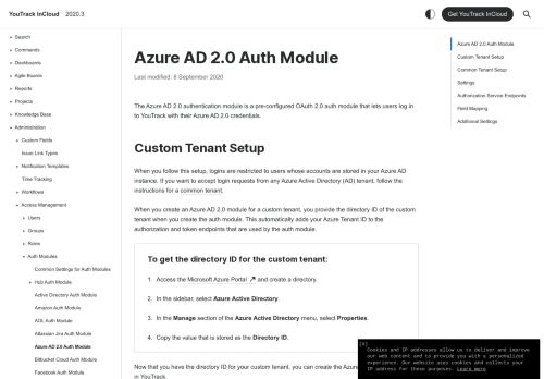 
                            12. Azure AD 2.0 Auth Module - Help | YouTrack InCloud - JetBrains
