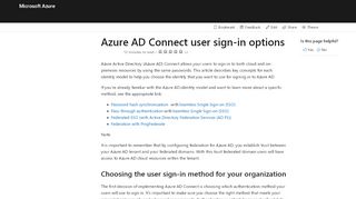 
                            6. Azure AD Connect: User sign-in | Microsoft Docs
