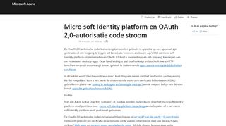 
                            2. Azure AD v2.0-OAuth-autorisatie Code stroom | Microsoft Docs