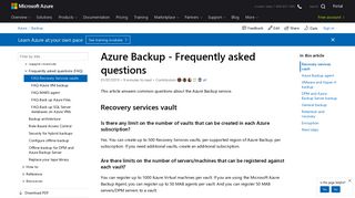 
                            11. Azure Backup FAQ | Microsoft Docs