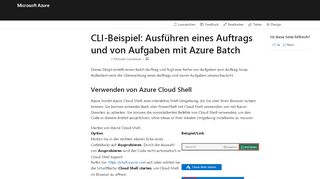 
                            4. Azure CLI-Skriptbeispiel: Ausführen eines Batchauftrags | Microsoft Docs