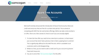 
                            12. Azure Free Accounts - Sam Cogan