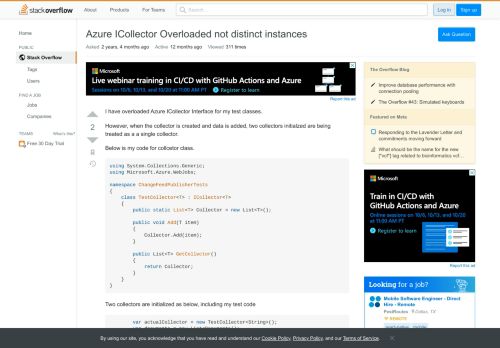 
                            12. Azure ICollector Overloaded not distinct instances - Stack Overflow