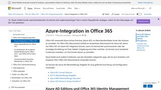 
                            2. Azure-Integration in Office 365 | Microsoft Docs
