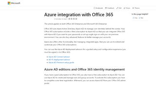 
                            12. Azure integration with Office 365 | Microsoft Docs