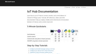 
                            10. Azure IoT Hub Documentation - Tutorials, API Reference | Microsoft ...