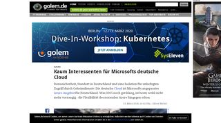 
                            7. Azure: Kaum Interessenten für Microsofts deutsche Cloud - Golem.de