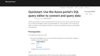 
                            9. Azure portal: Query Azure SQL Database using Query Editor ...