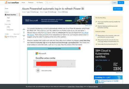 
                            10. Azure Powershell automatic log-in to refresh Power BI - Stack Overflow