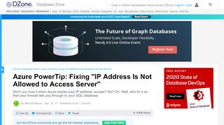 
                            11. Azure PowerTip: Fixing ''IP Address Is Not Allowed to Access Server ...