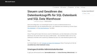 
                            2. Azure SQL-Anmeldungen und -Benutzer | Microsoft Docs