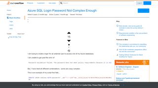 
                            13. Azure SQL Login Password Not Complex Enough - Stack Overflow
