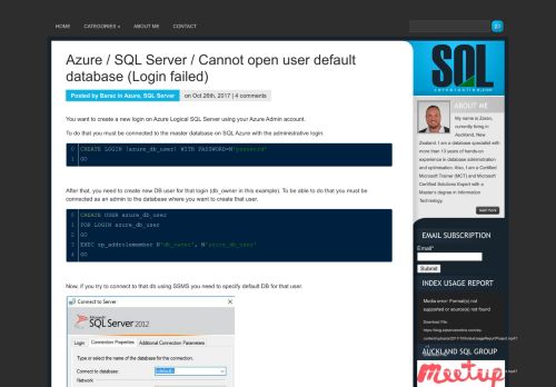 
                            12. Azure / SQL Server / Cannot open user default database (Login failed ...