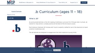 
                            10. .b Curriculum (ages 11 – 18) - Mindfulness in Schools Project