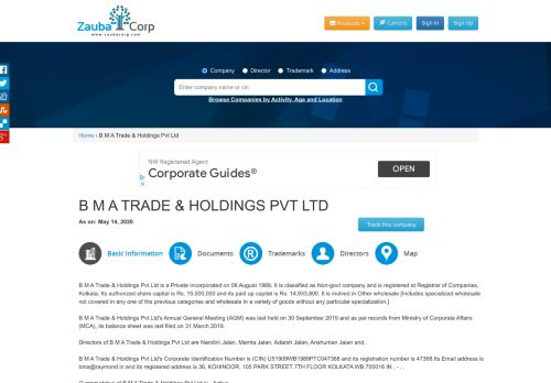 
                            13. B M A TRADE & HOLDINGS PVT LTD - Company, directors ...