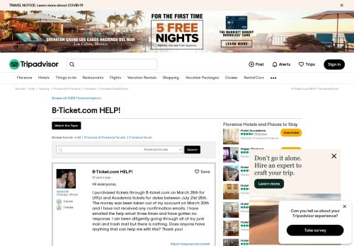 
                            10. B-Ticket.com HELP! - Florence Forum - TripAdvisor