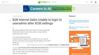 
                            13. B2B Internet Sales Unable to login to useradmin after XCM settings