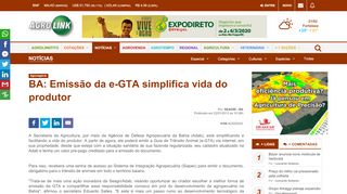 
                            5. BA: Emissão da e-GTA simplifica vida do produtor - Agrolink