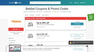 
                            10. Babbel Coupons: Save $22 w/2019 Promo Codes - CouponCabin
