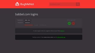 
                            5. babbel.com passwords - BugMeNot