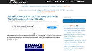 
                            12. Babcock University Post UTME Form for 2018/19 Session ...