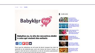 
                            1. Babyklar.nu, le site de rencontres dédié à ceux qui veulent des enfants