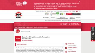 
                            13. Bachelor of Arts (Honours) in Translation - Lingnan University ... - jupas