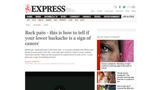 
                            4. Back pain symptoms: Lower backache could be cancer sign | Express ...