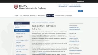 
                            7. Back-up Care, Babysitters | Harvard Human Resources