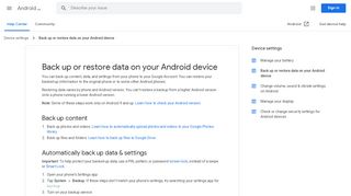 
                            10. Back up or restore data on your Android device ... - Google Support