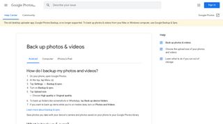 
                            7. Back-ups maken van foto's en video's - Android - Google Foto's Help