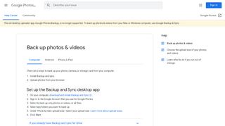 
                            5. Back-ups maken van foto's en video's - Computer - Google Foto's Help