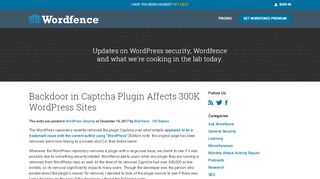 
                            12. Backdoor in Captcha Plugin Affects 300K WordPress Sites - Wordfence
