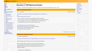 
                            10. Backdoor in WD MyCloud Geräten - Mikrocontroller.net