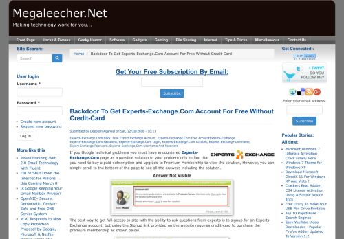 
                            12. Backdoor To Get Experts-Exchange.Com Account For Free Without ...