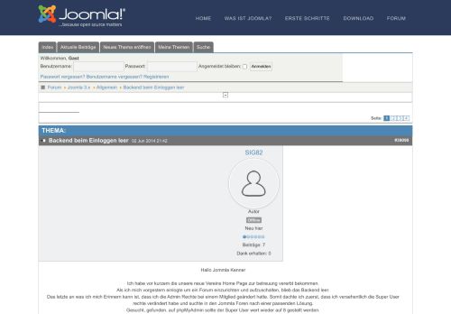 
                            9. Backend beim Einloggen leer - Joomla Forum - Hilfe zu Joomla