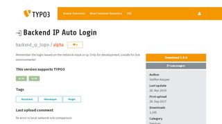 
                            2. Backend IP Auto Login (backend_ip_login) - TYPO3 Extension ...
