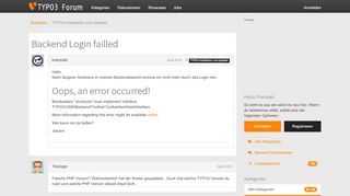 
                            6. Backend Login failled — TYPO3 Forum